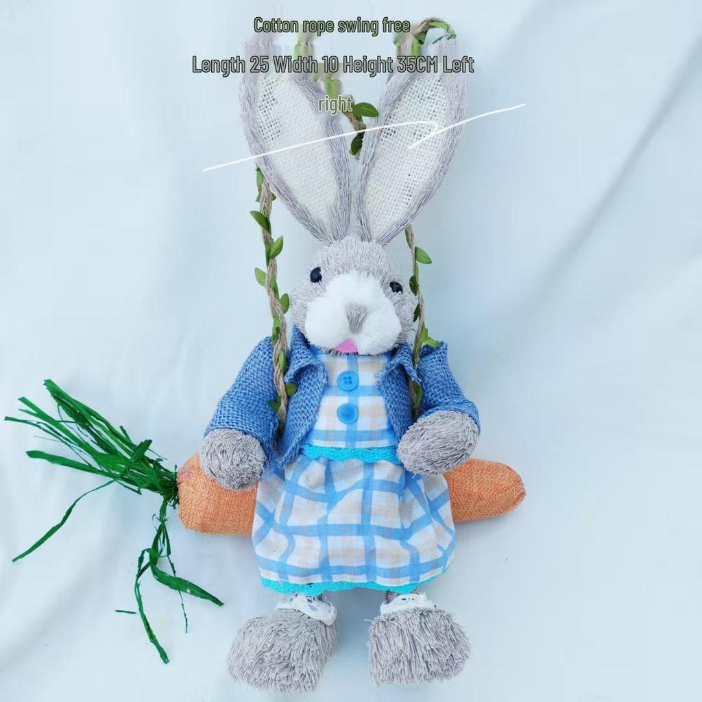Handmade Straw Woven Rabbit Ornament - Cute Mori Style for Christmas & Easter