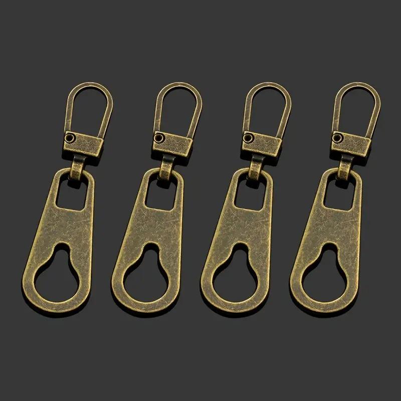 

4 out of 5 Metal Zipper Pulls - Detachable Bag, Backpack, and Clothing Repair Kit - Universal Zipper Sliders and Fasteners бронзовый