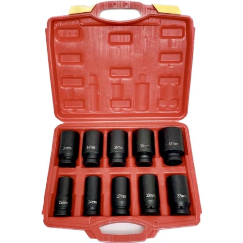 

elfoLiz Hex Impact Socket, Deep Socket, Hub Lock Nut, 19mm (3/4 inch) Drive, Set of 10, with Storage Case, Tool, Automotive Maintenance