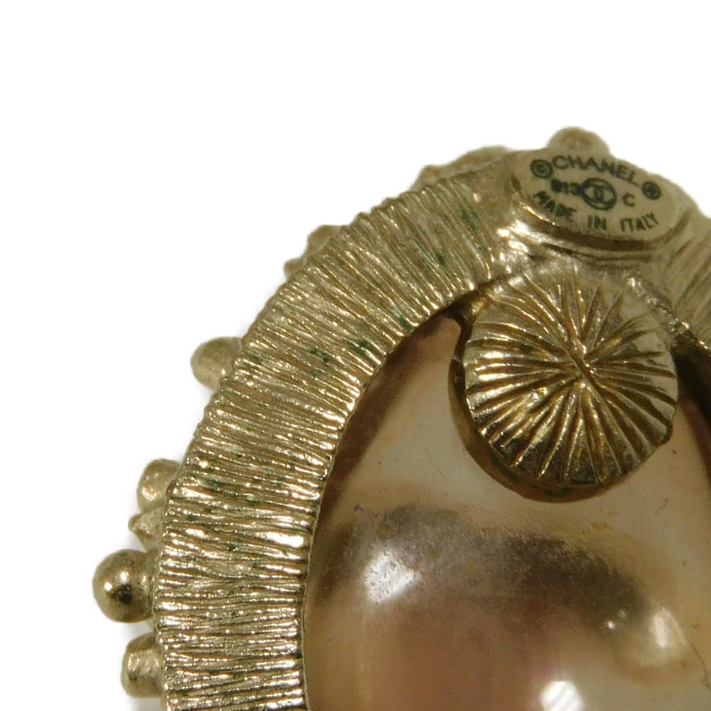 Used 10097 COCO Mark Gripoa 7982 B13C Champagne Gold Clip-on CC Mark Colored Stone Clear Pink Beige Women's from Japan