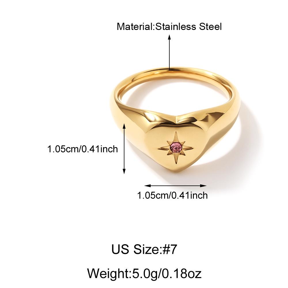 Trendiger Edelstahl-Achtzackstern-Ring für Damen mit Diamantakzenten