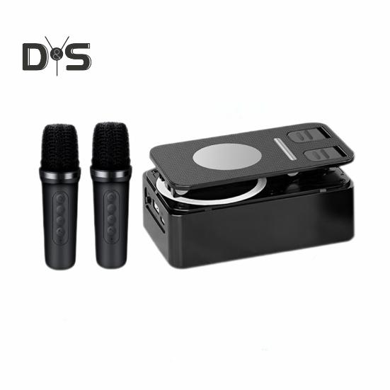 

Держатель для мобильного телефона 2-в-1 Портативный динамик Стабильное соединение Перезаряжаемый Bluetooth-совместимый динамик для телефона с подсветкой чёрный