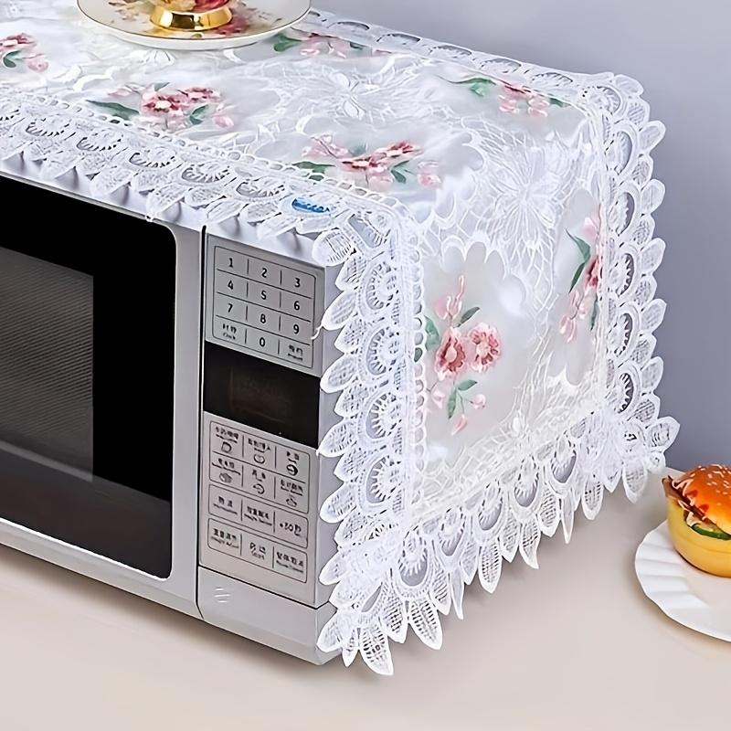 1pc European Style Lace Microwave Cover, Polyester Dustproof Appliance Protector with Floral Design, No Battery Required, Microwave Food Cover