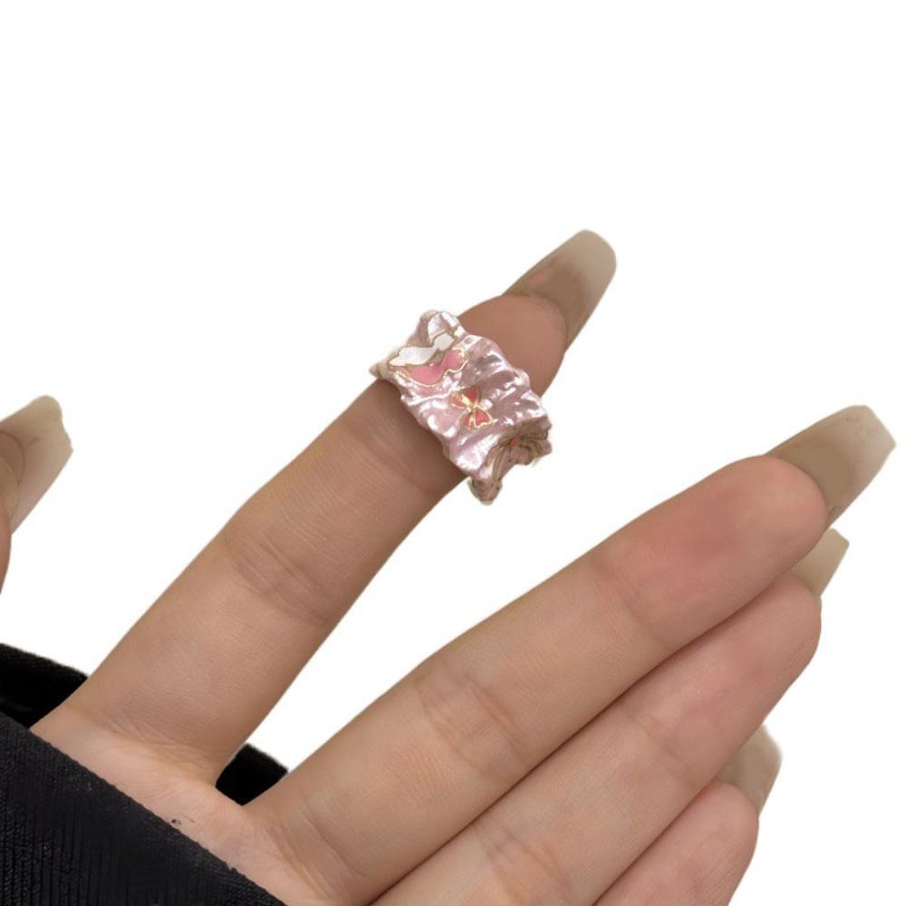 Cartoon Cat Enamel Drip Oil Ring Adjustable Cuff Ring Pink Opening Ring  Festival Ornaments