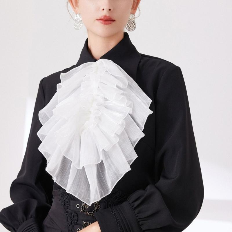Elegant French Style Detachable Flouncing Collar With Layered Ruffle For Women Daily Outfit And Occasion
