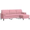 3 Seater Sofa with Footstool Pink 210 cm Velvet