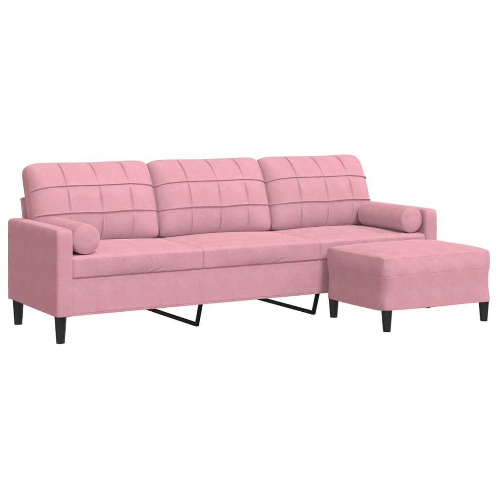 3 Seater Sofa with Footstool Pink 210 cm Velvet
