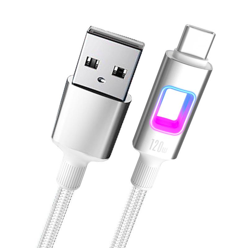 Luminous 120W Type-C Fast Charging Cable for Apple, Huawei, Vivo, Oppo, and Xiaomi.
