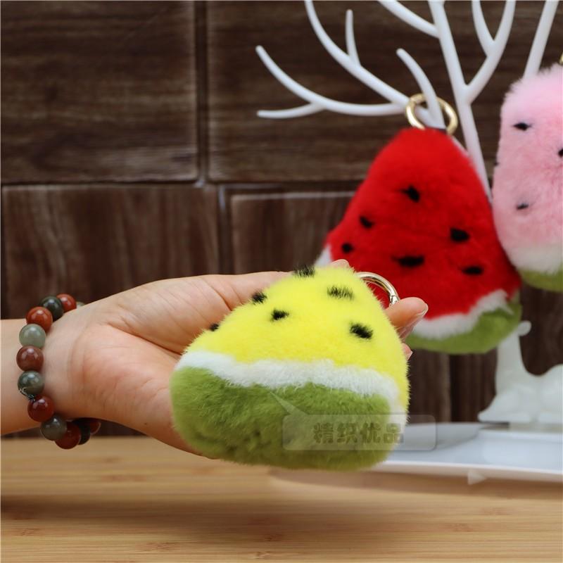 Rex Rabbit Hair Watermelon Bag Pendant Plush Mobile Phone Keychain Pendant Fashion Fur Bag Pendant Accessories