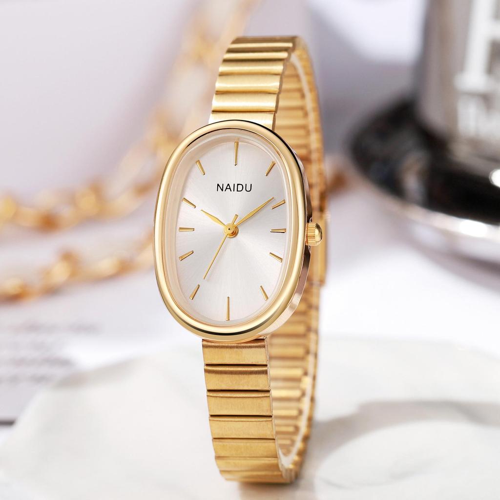 Bamboo Oval Small Plate Girls' Watch - High-End Luxury with Forest Style and Mother-of-Pearl Dial