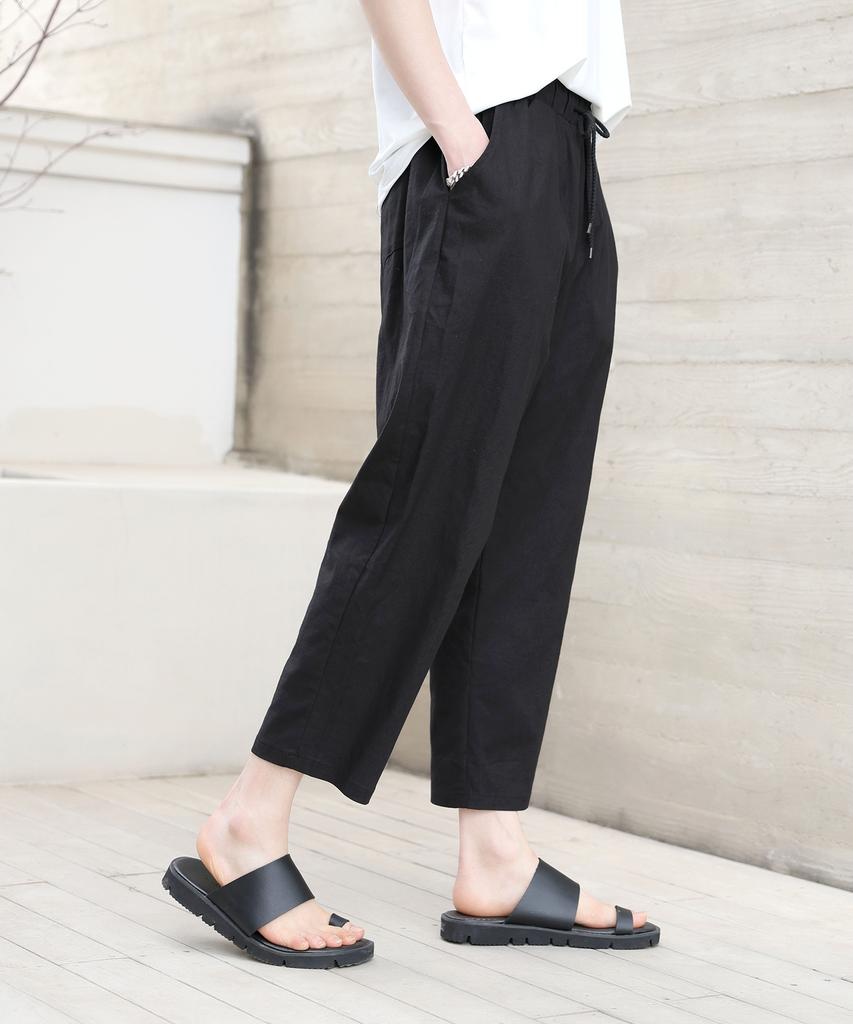Jikeulib Elastic Waist Spandex Crooked Wide Pants