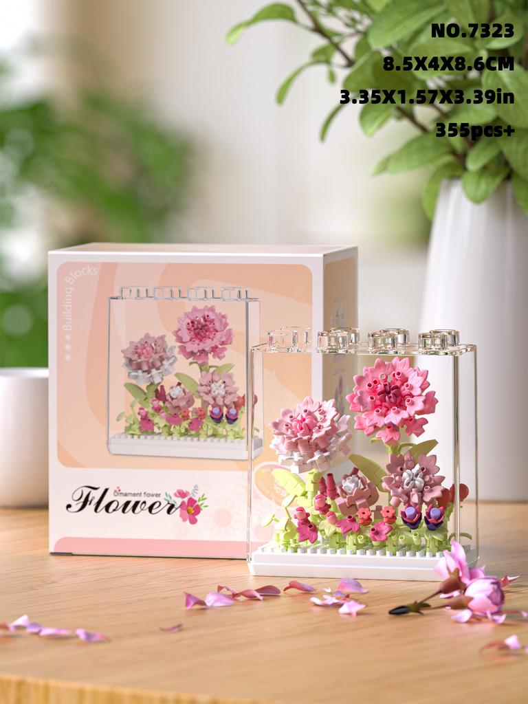9 creative flower box building blocks Eternal Flower series desktop decorations flower building blocks gift toys and ornaments