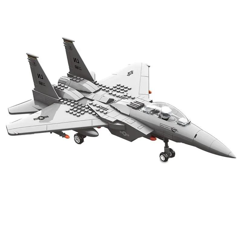Building Blocks Aircraft Series J-20 J-15 Fighter Military Boys Assembling Toys