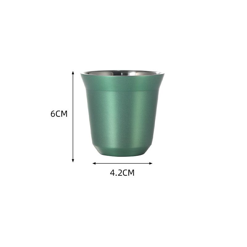 Double Wall Insulated Stainless Steel Espresso Cup Capsule Coffee Mug Metal Drinking Demitasse Cup For Home Indoor or Outdoor