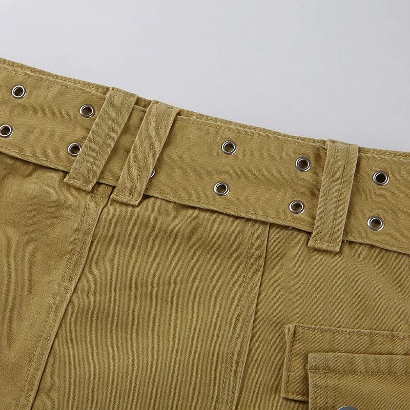 Y2K Estetika Základní páskové mikrosukně s nízkým pasem Móda z roku 2000 Sexy kapsy Bílá džínová sukně Roztomilé kalhoty Klubové oblečení