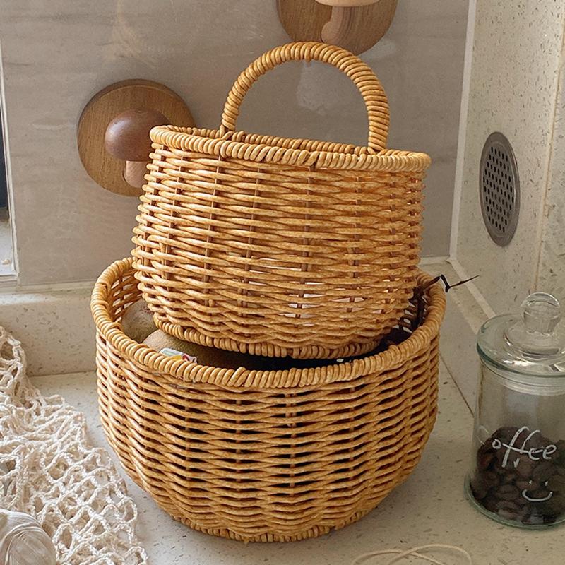 Nástěnný úložný koš Nádoba Dekorativní koš Ručně pletený Kuchyňský úložný koš Zábavný tvar Květináč Domácí dekorace