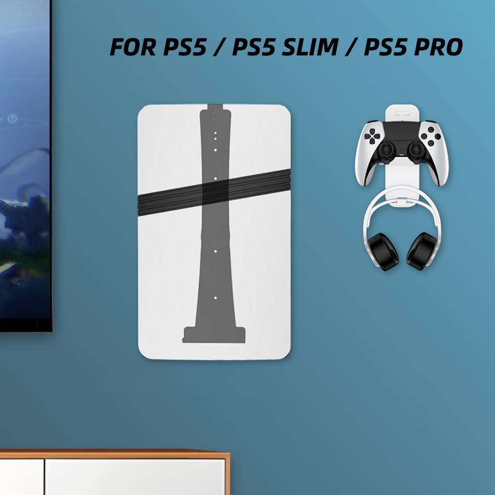 Wall Mount Designed for All PS5 Models With Controller Headset Hanging Hook For PlayStation 5 Series Disc/Digital Console