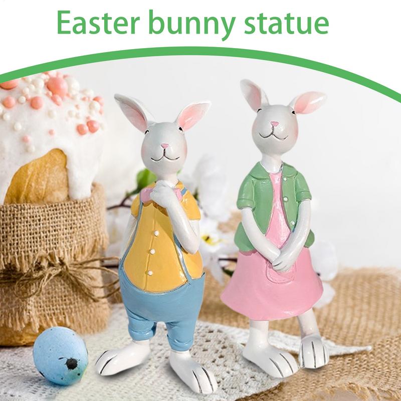 Easter Bunny Decor Easter Rabbits Resin Figurine Cute Bunny Decor Table Decorations Resin Bunny Decorations For Home Garden