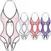 Body in rete trasparente da uomo, scollo all'americana, allacciatura, crotchless, intimo, biancheria da notte, pigiami