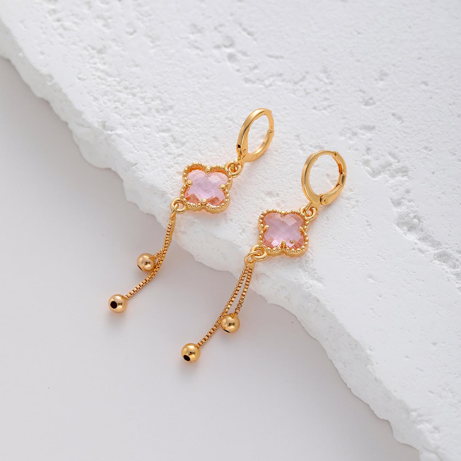 

Высококачественные серьги-кисточки с четырьмя листочками клевера для женщин, модные серьги-цветы из меди и циркония, серьги для пожилых людей, элегантные застежки для сережек