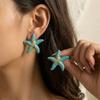 Bohemia Gold Color Starfish Hoop Earring for Women Vintage Exaggerate Metal Big Starfish Earring Beach Party Daily Wear Jewelry