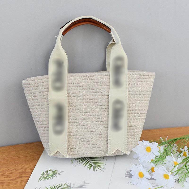 Celebrity Straw Woven Tote: Ruční košík s uchy s písmeny, taška přes rameno z bavlněného lana pro ženy
