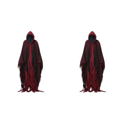Halloween Ghost Costume Scary Ghost Cape with Hood for Cosplay Props (Red)