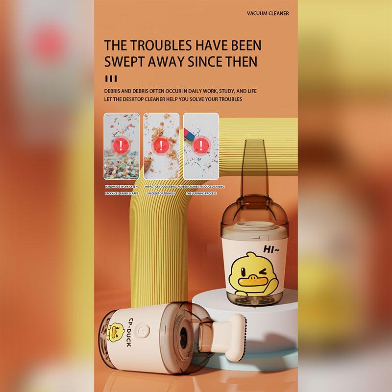 Yellow Duck Desktop Small Vacuum Cleaner Wireless Rechargeable Mini Small Household Electric Handheld Portable Cleaner