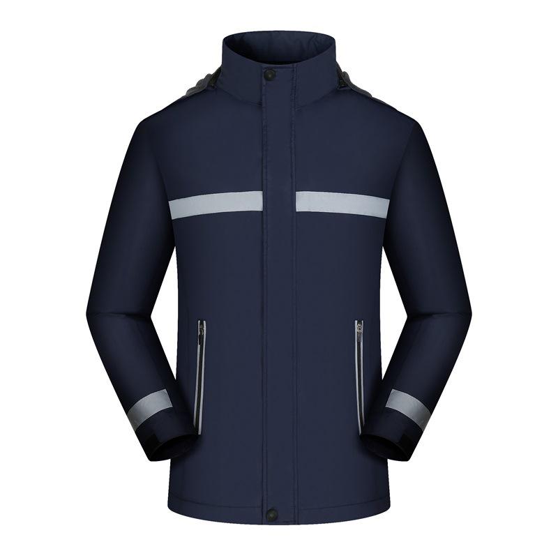 Reflective Fleece-Lined Windproof Rainproof Workwear Jacket with Custom Logo