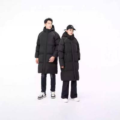 Down Cotton-padded Clothes Men's Medium and Long Couples Hooded Cotton-padded Jacket Chinese Style Outdoor Leisure Over the Knee Thickened Thermal