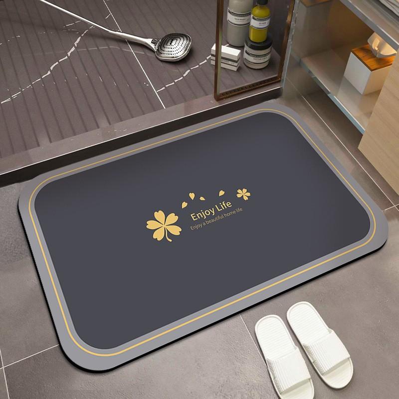 VIKAMA Simple Floral Style Diatomite Carpet Non-Slip Water-Absorbent Bathroom Entrance Kitchen Floor Mats Home Decoration