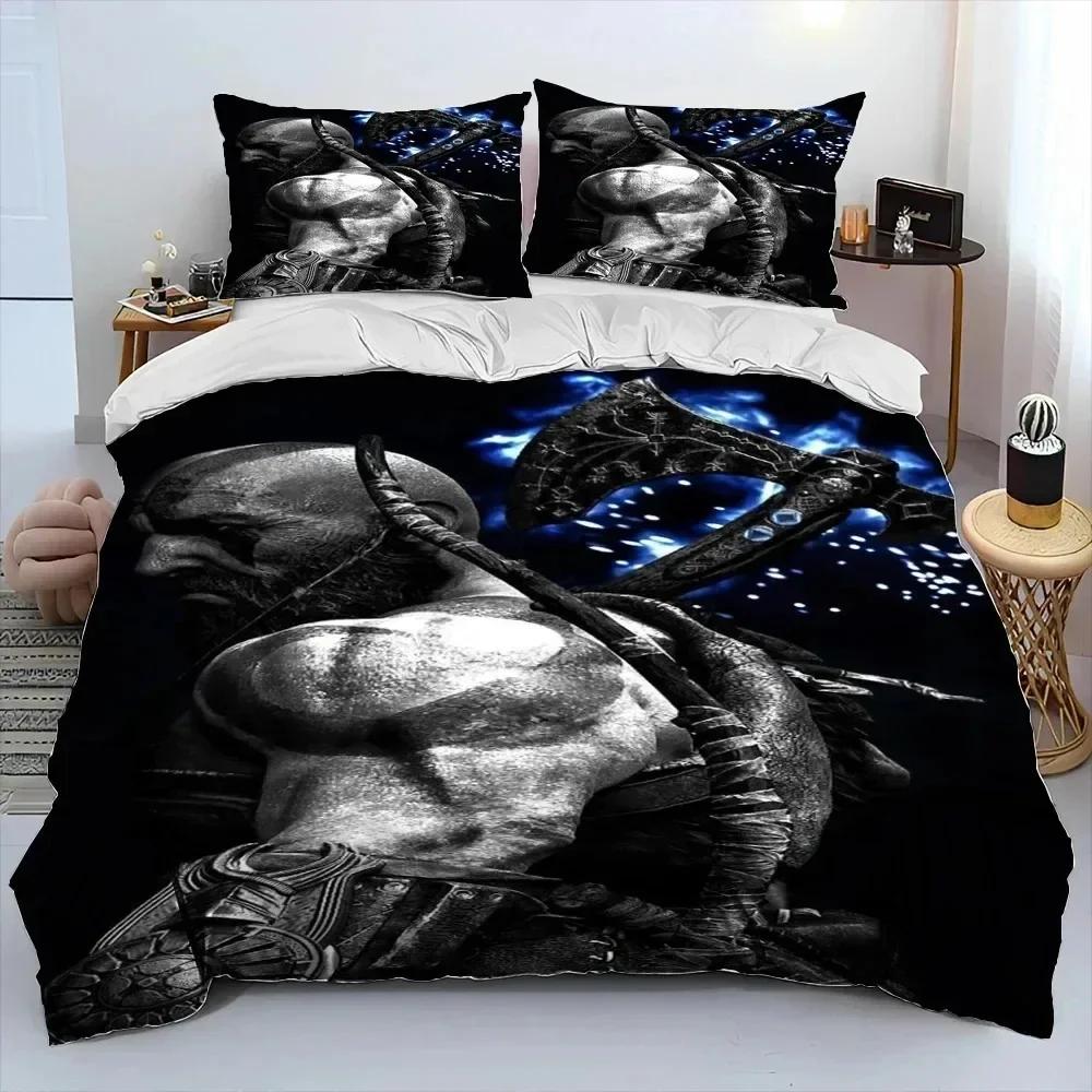 God of War Game Bedding Set Gamers Kratos Duvet Cover Set Boys Girls Twin Queen King Size Duvet Cover Pillowcase Bed Boys Adult