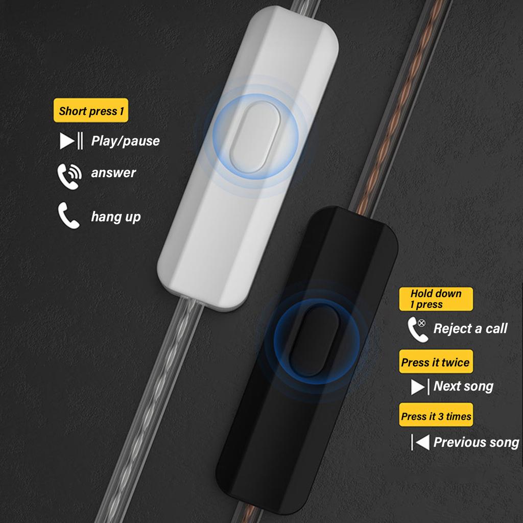 Earphones Dynamic Coils HiFi Headphone Sound Sports Earbud Noise Cancelling Earpieces with Detachable Cable