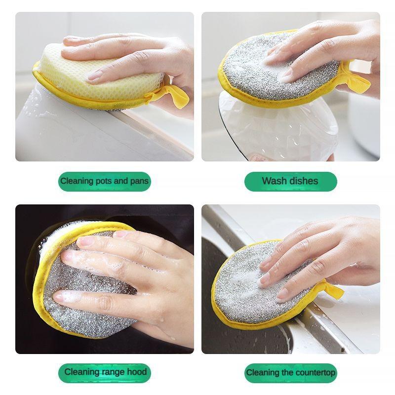 3/5KS Oboustranné čištění Houba na mytí nádobí Utěrka Opakovaně použitelná omyvatelná utěrka na kartáčování na pánev Kouzelná domácnost Kuchyň Čisté nástroje