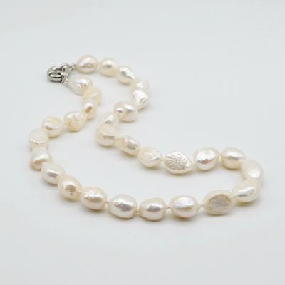 Collana barocca autentica forma irregolare perla bianca naturale diametro 10-11 mm Collana di perle da donna in stile classico semplice
