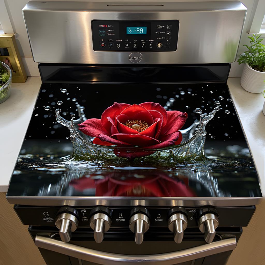 1Pcs Rubber Drying Mat With red flower Print For Coffee Shop Restaurant Kitchen Carpet Tableware Durable Diatom Mud Table Mat Pet Mat Coffeeware