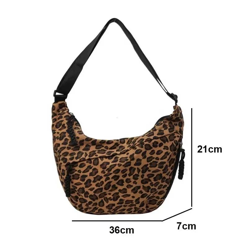 Leopard Print Crossbody Bags for Women Corduroy Casual Shoulder Tote Bags Ladies Sac A Main Femme Designer Luxury Handbags