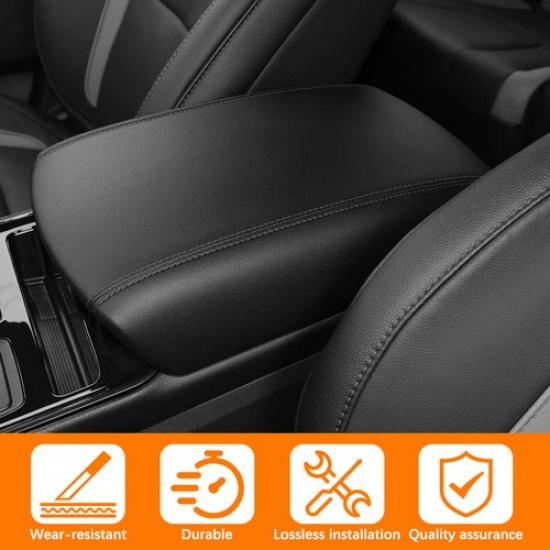 For 2015- Ford Edge Black Vinyl Leather Center Console Lid Armrest Cover