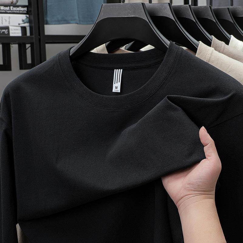Spring and Autumn New Men's T-Shirt Long Sleeve Crew Neck Casual Bottom Shirt Men's Clothes