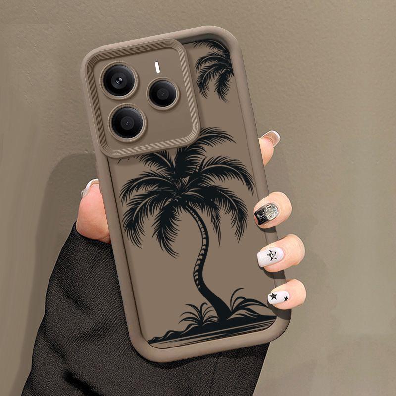 Für Xiaomi 14T Pro 13T Poco X7 F6 Pro X6 Redmi Note 14 15 13 Pro 12 11 Handyhülle Kokospalmen-Druck Anti-Fall Weiches TPU Stoßfest Mattes Stoßstangen-Cover