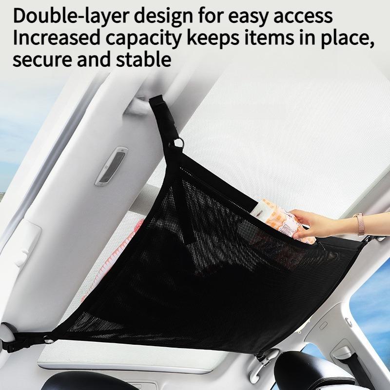 1PC car storage bag, car ceiling storage network, self-driving travel supplies, storage hanging bags, car storage bags suspended in the car