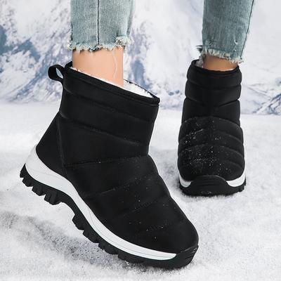 Scarpe da donna invernali alla moda antiscivolo resistenti all'usura e calde alte in cotone con pile aggiunto stivali da neve per esterni