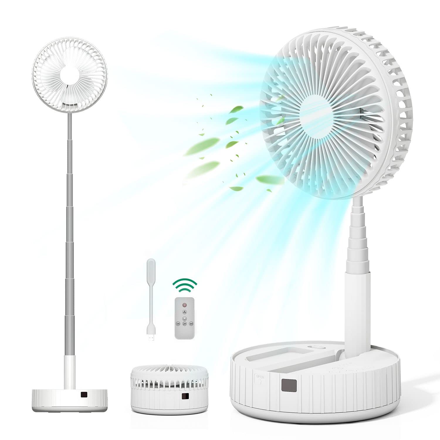 

AiHom Folding Telescopic Floor Portable Living Room Air Circulation Tabletop Fan with Automatic USB 7200mAh High Capacity Manual Angle Up to 4 Airflow