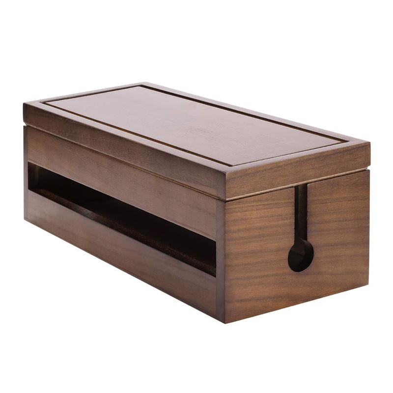 Socket Case Vintage Solid Wood Wiring Box Cable Manager Hub Storage Coffee Paulownia Main Body Home Storage Wooden Storage Box