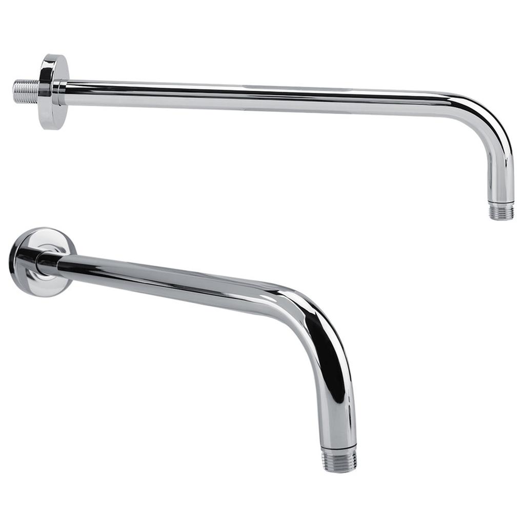 Extra Long Stainless Steel Shower Rain Head Arm Replacement Flange Set Wall Fixed Chrome Finish