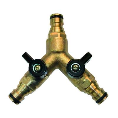 Brass Hose Connector, Y Distributor with Valve