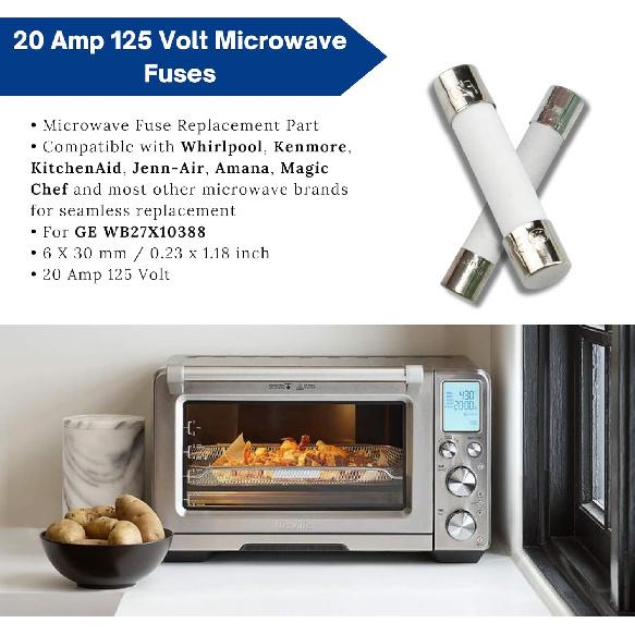 20A Amp 250V Slow-Blow Ceramic Fuse, 6x30mm (0.24 x 1.18 inches) – Universal Replacement for GE WB27X10388, Whirlpool, Kenmore, KitchenAid,