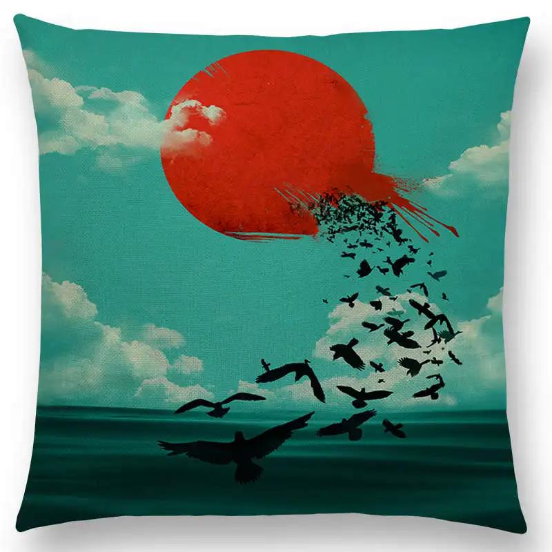 Najnowsze Wspaniałe Kolorowe Ptaki Sztuka Abstrakcyjna Paw Wrona Sowa Orzeł Koliber Poszewka na Poduszkę Sofa Poduszka Dekoracyjna