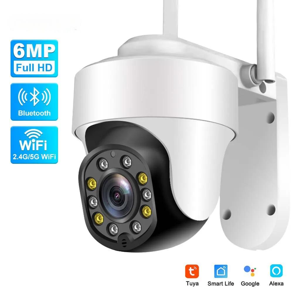 

6MP Tuya WiFi Outdoor Security Protection Auto Tracking PTZ IP Cam Smart Home CCTV Wifi Surveillance Camera Alexa Google 6MP Tuya Camera