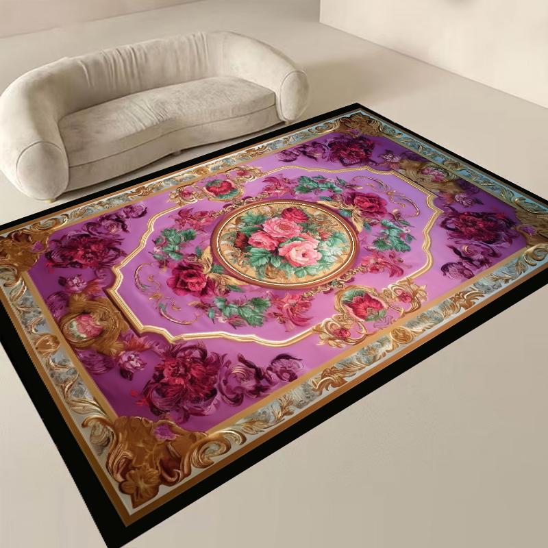 European Floral Carpets for Living Room Luxury Decoration 2x4m Big Size Area Rugs Home Bedroom Carpet Elastic Flannel Floor Mats